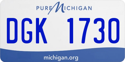 MI license plate DGK1730