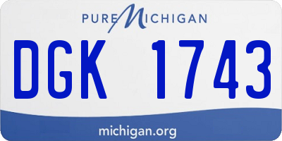 MI license plate DGK1743