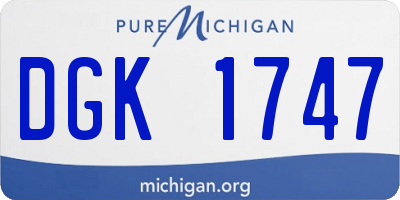 MI license plate DGK1747
