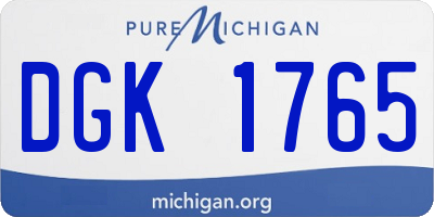 MI license plate DGK1765