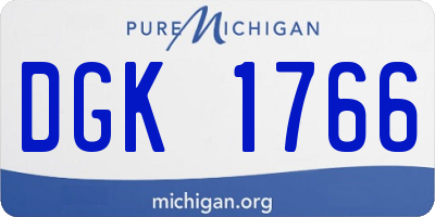 MI license plate DGK1766