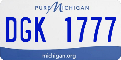 MI license plate DGK1777