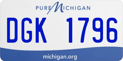 MI license plate DGK1796