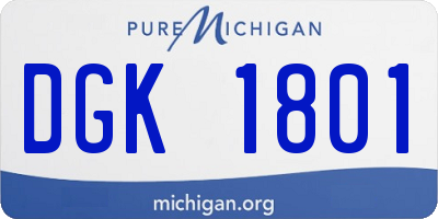 MI license plate DGK1801
