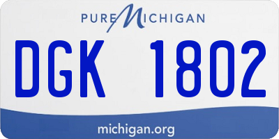 MI license plate DGK1802