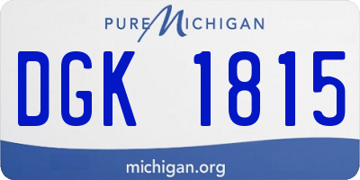MI license plate DGK1815