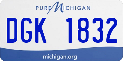 MI license plate DGK1832