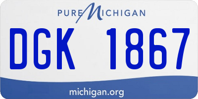 MI license plate DGK1867