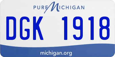 MI license plate DGK1918