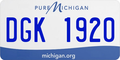 MI license plate DGK1920