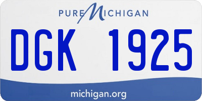 MI license plate DGK1925