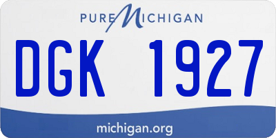 MI license plate DGK1927