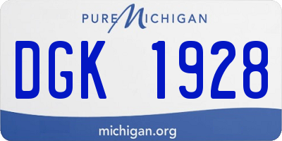 MI license plate DGK1928
