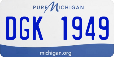 MI license plate DGK1949
