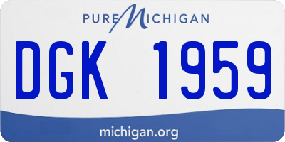 MI license plate DGK1959