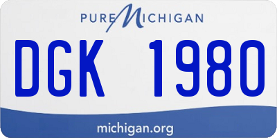 MI license plate DGK1980