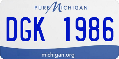 MI license plate DGK1986