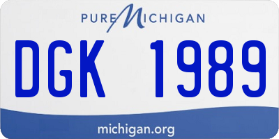 MI license plate DGK1989