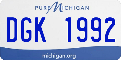 MI license plate DGK1992
