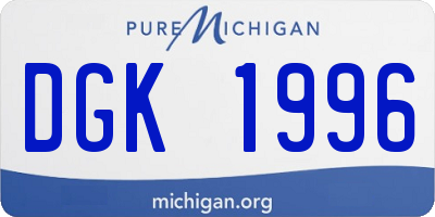 MI license plate DGK1996
