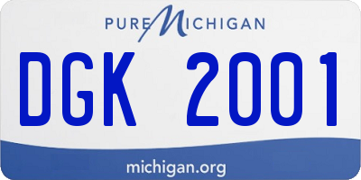 MI license plate DGK2001