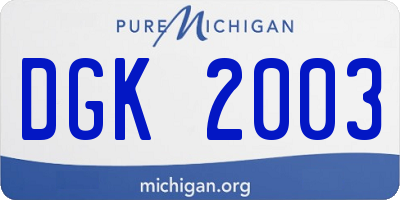 MI license plate DGK2003