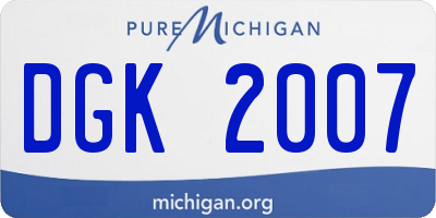 MI license plate DGK2007