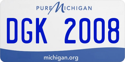 MI license plate DGK2008