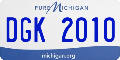 MI license plate DGK2010