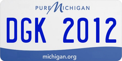 MI license plate DGK2012