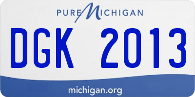 MI license plate DGK2013