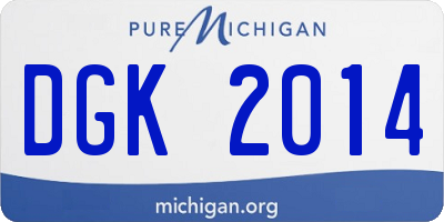 MI license plate DGK2014
