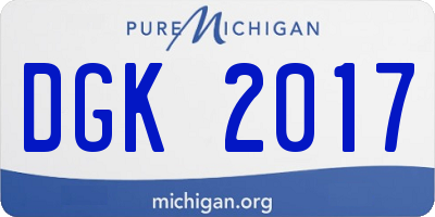 MI license plate DGK2017