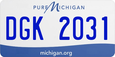 MI license plate DGK2031