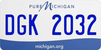 MI license plate DGK2032
