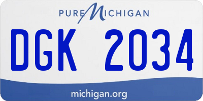 MI license plate DGK2034