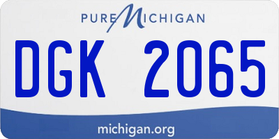 MI license plate DGK2065