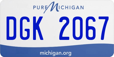 MI license plate DGK2067