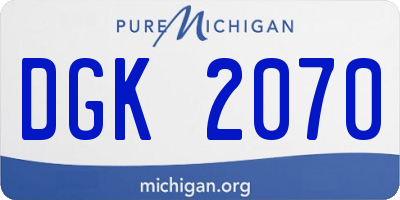 MI license plate DGK2070