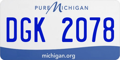 MI license plate DGK2078