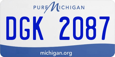 MI license plate DGK2087