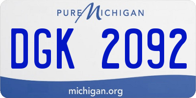 MI license plate DGK2092