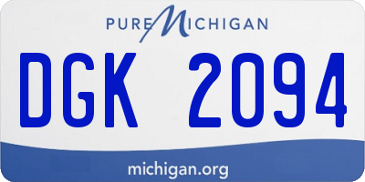MI license plate DGK2094