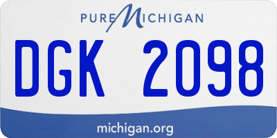 MI license plate DGK2098