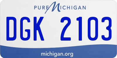 MI license plate DGK2103
