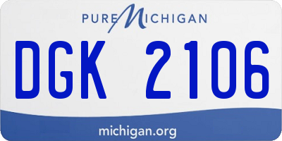 MI license plate DGK2106