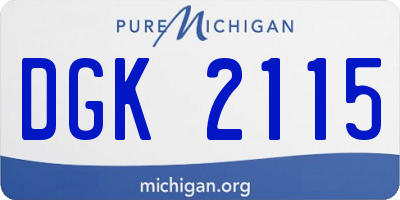 MI license plate DGK2115