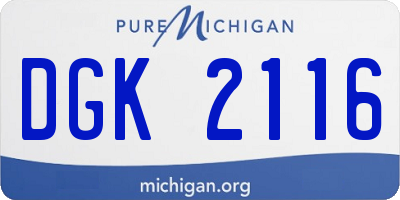 MI license plate DGK2116