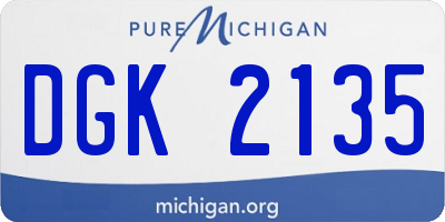 MI license plate DGK2135
