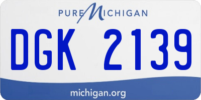 MI license plate DGK2139